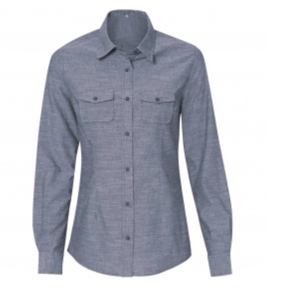 Burnside 5255 Women's Long Sleeve Chambray - Light Denim Shirt Size Large NWT